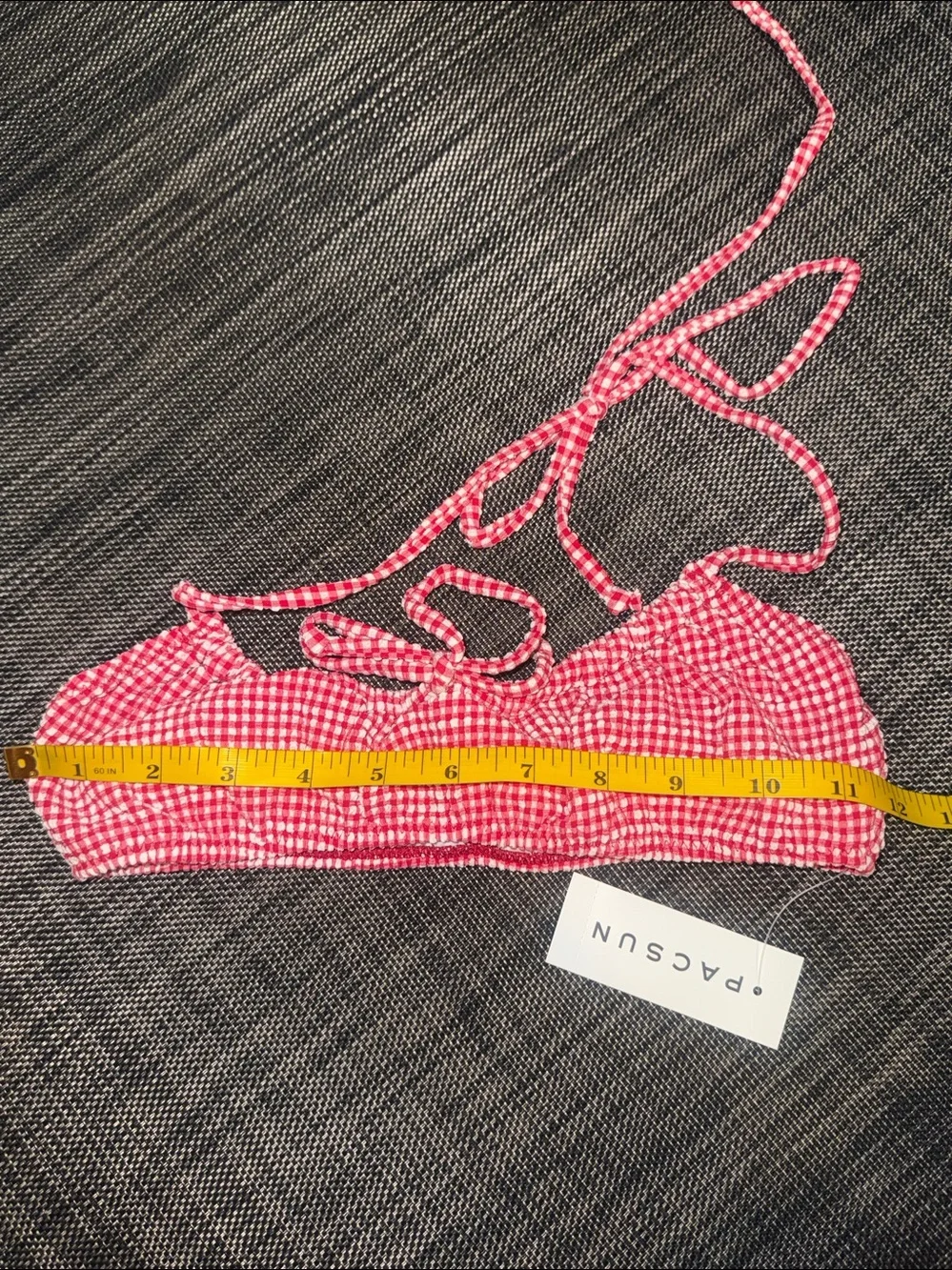Pacsun Red Gingham Halter Top and Tie Side Bikini Bottom